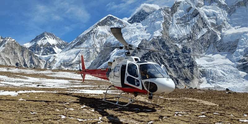 Helicopter at Everest base camp